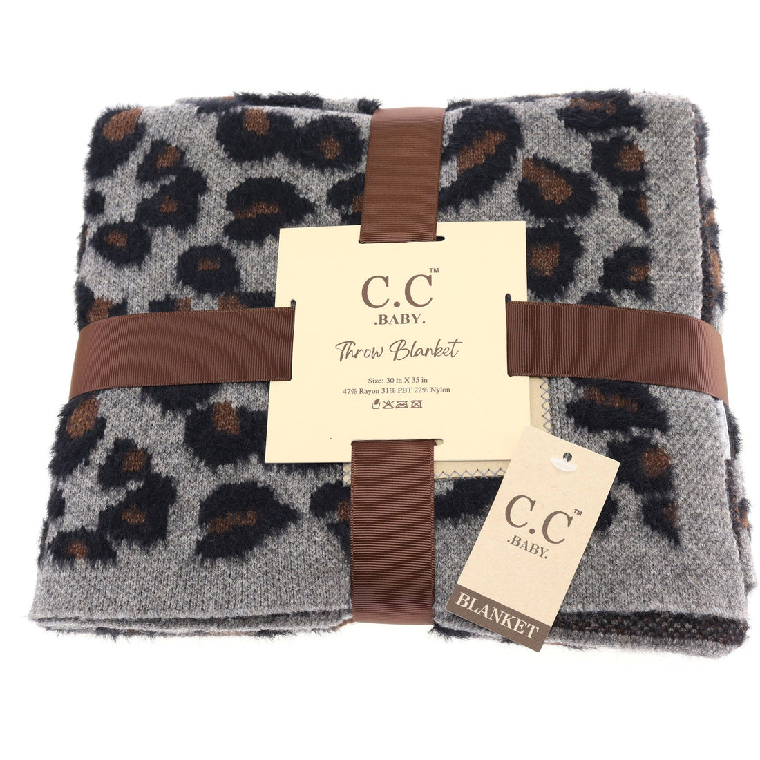 BABY Leopard Stroller C.C Blanket BBL2061: Lt. Grey