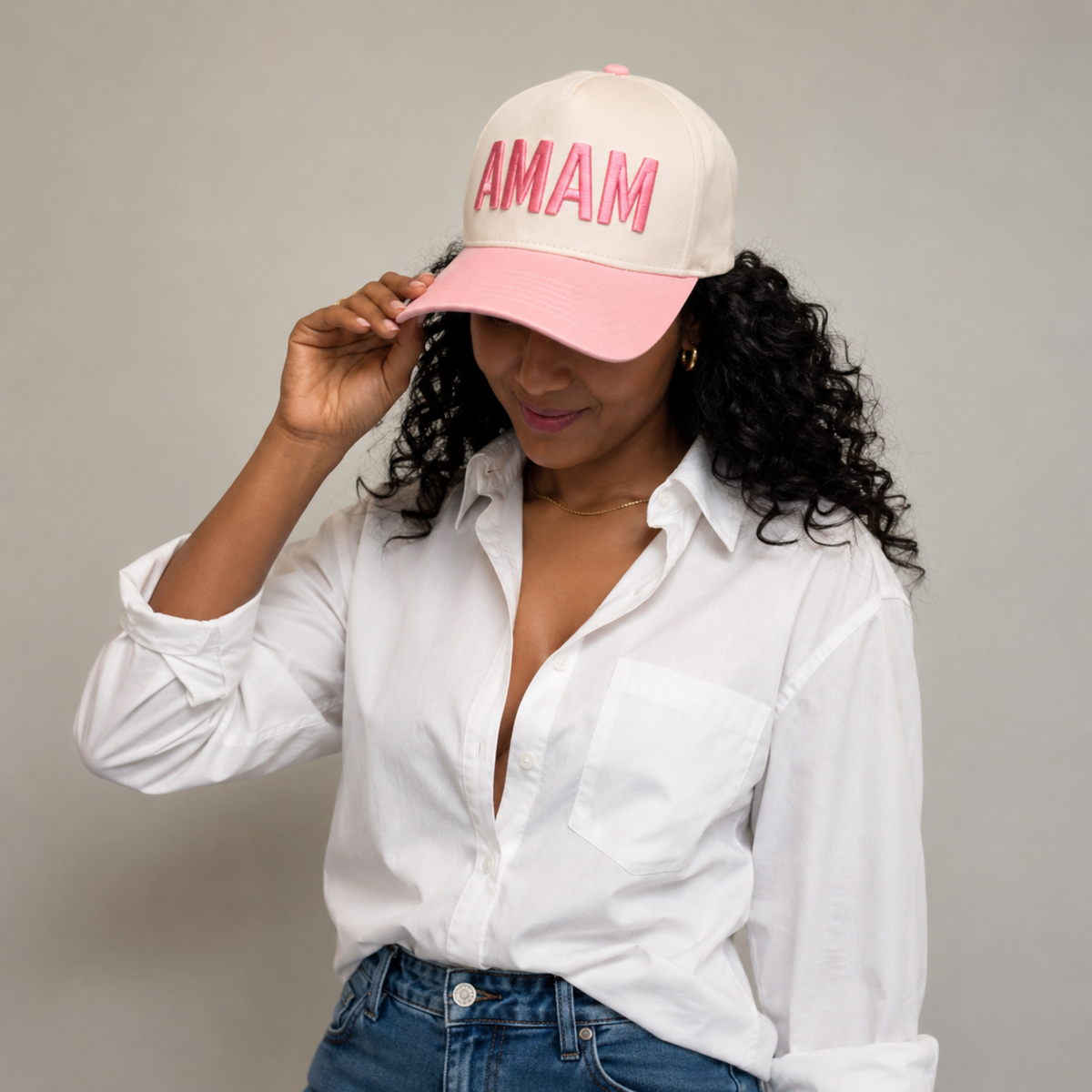 Embroidered MAMA Two-Tone Ball Cap – Everyday Favorite: Pink