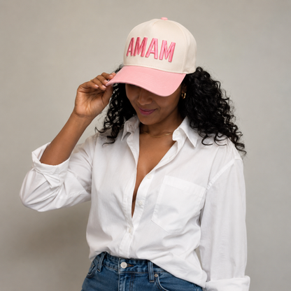 Embroidered MAMA Two-Tone Ball Cap – Everyday Favorite: Pink