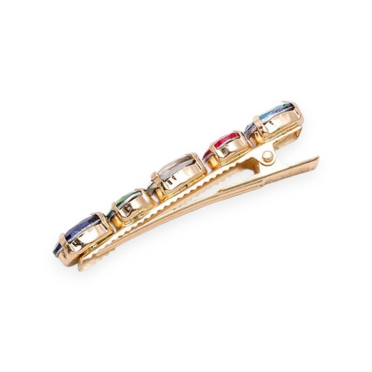 Bejewel Crystal Alligator Hair Clip: Gold/Multi
