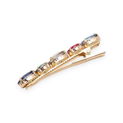 Bejewel Crystal Alligator Hair Clip: Gold/Multi