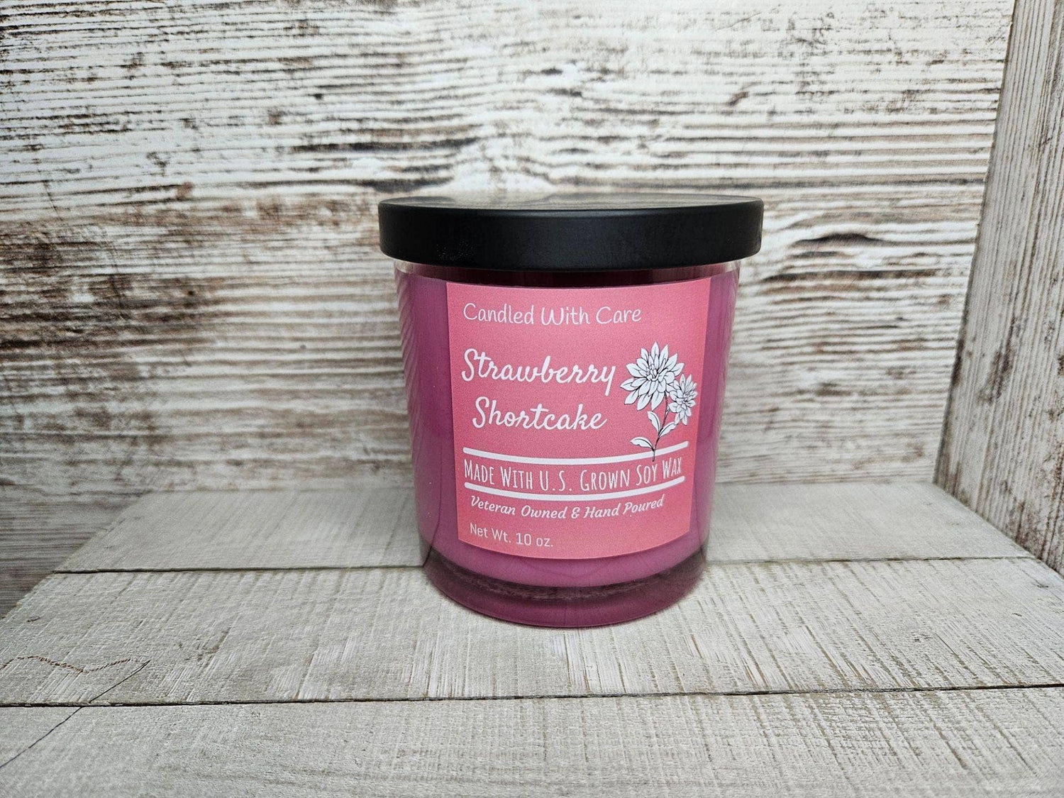 Strawberry Shortcake Soy Wax Candle with Wood Wick: 12.5 oz.