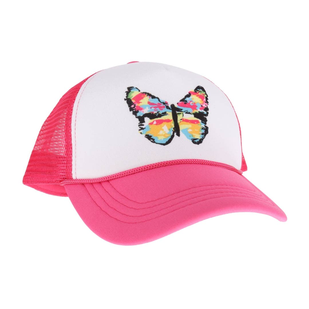 Multicolored Abstract Butterfly C.C Ball Cap GBA02: White