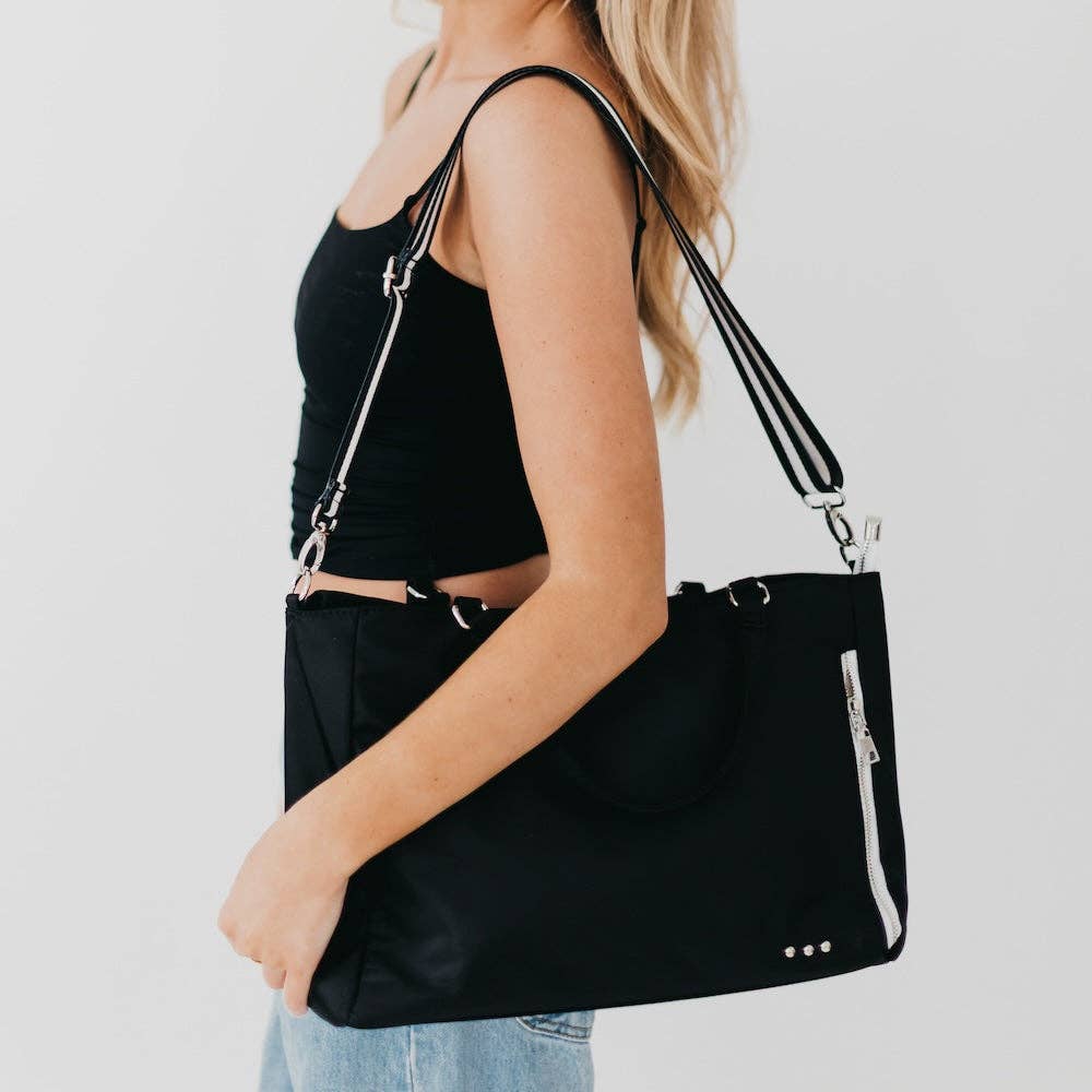 Nina Nylon Organizer Tote Bag: Navy