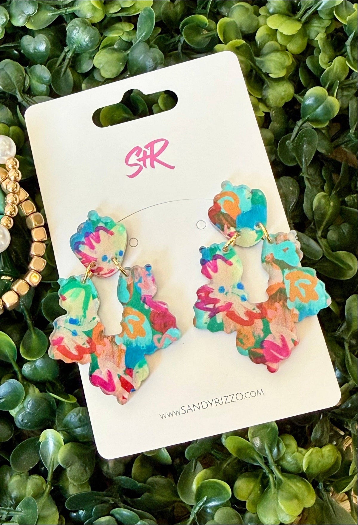 Sandy+Rizzi Wildflowers Acrylic Art Priscilla Dangle Earring