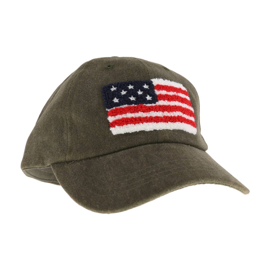 Unisex Chenille USA Flag Patch C.C Ball Cap BAB8002: Beige