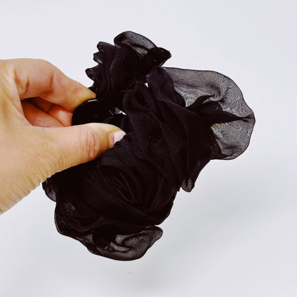 Sheer Flower Hair Claw: Black