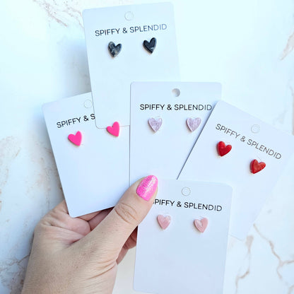 Hand Drawn Heart Studs - Black // Jewelry, Earrings, Gifts, Valentine