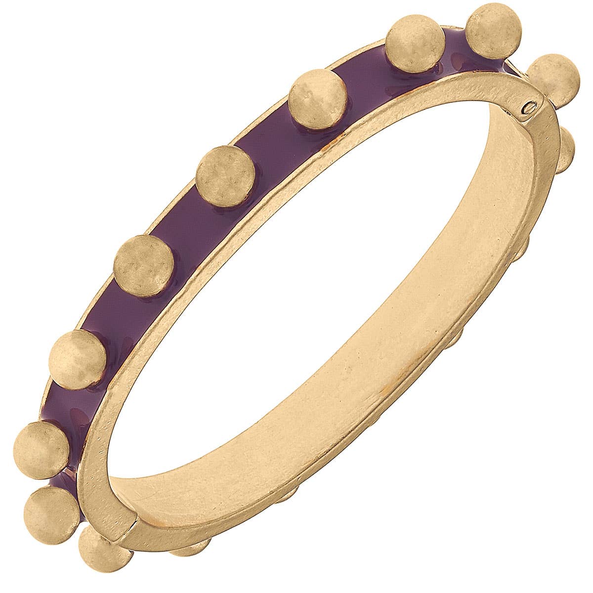 Jenna Chunky Enamel Studded Metal Hinge Bangle: Green
