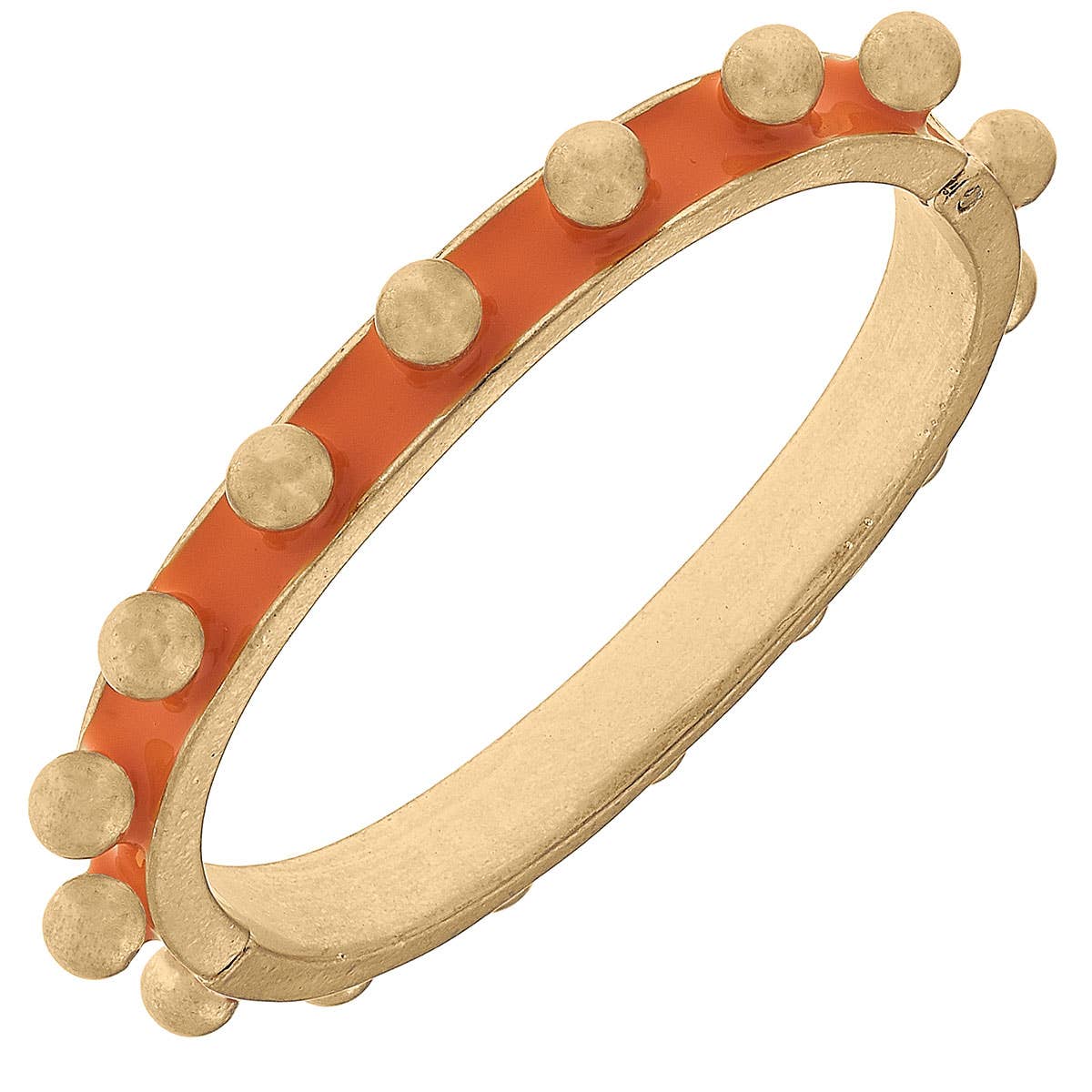 Jenna Chunky Enamel Studded Metal Hinge Bangle: Green