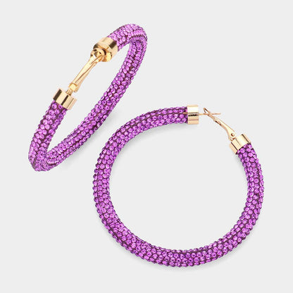 Rhinestone Pave Hoop Earrings
: CL