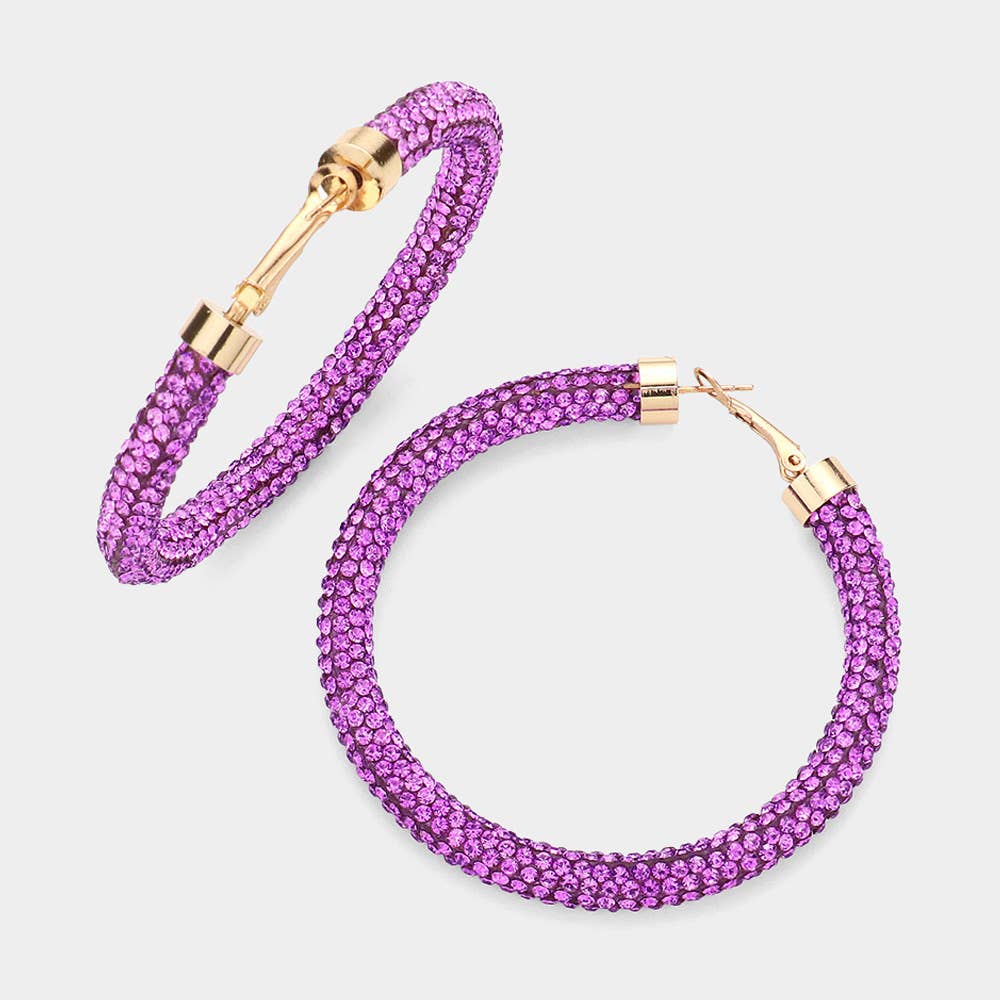 Rhinestone Pave Hoop Earrings
: NV