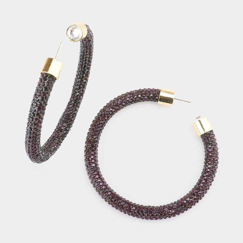 Rhinestone Pave Hoop Earrings
: CL