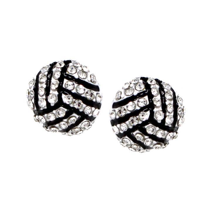 BASEBALL Only Pave Glass Stone Stud Earrings: Baseball
