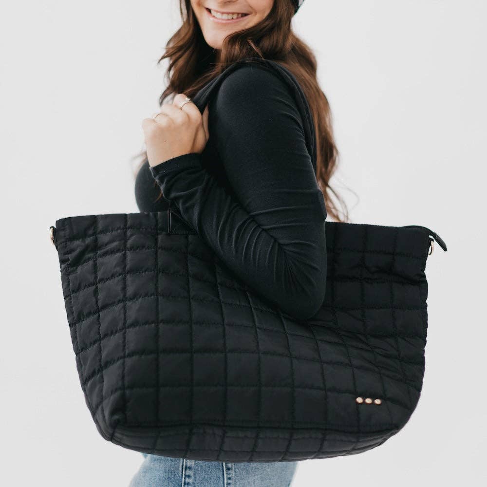 Day Dreamer Quilted Tote Bag Wholesale: Black