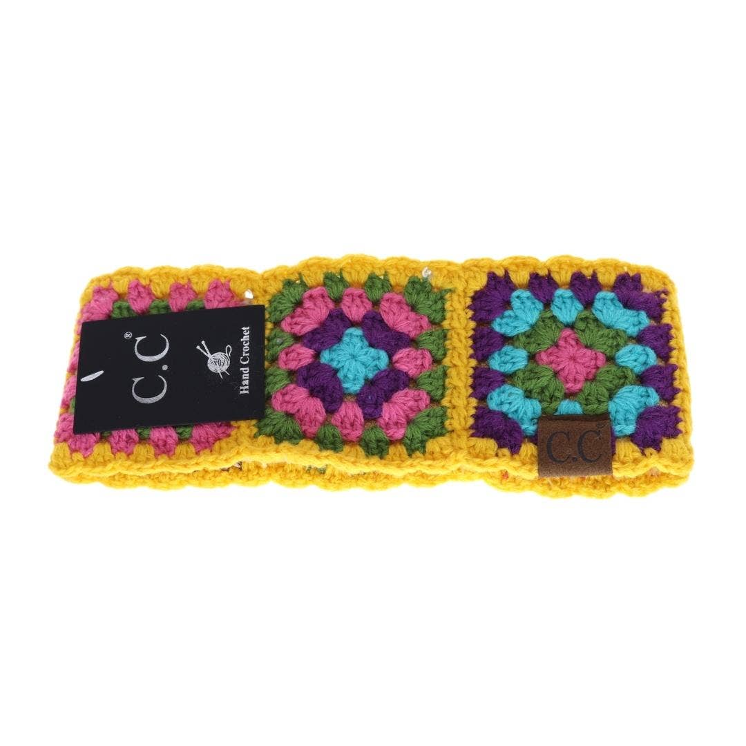 Fuzzy Lined Multi-Color Crochet Fashion Headband for Women: Black