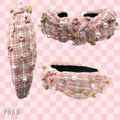 Pink Christmas charm headband: Pink