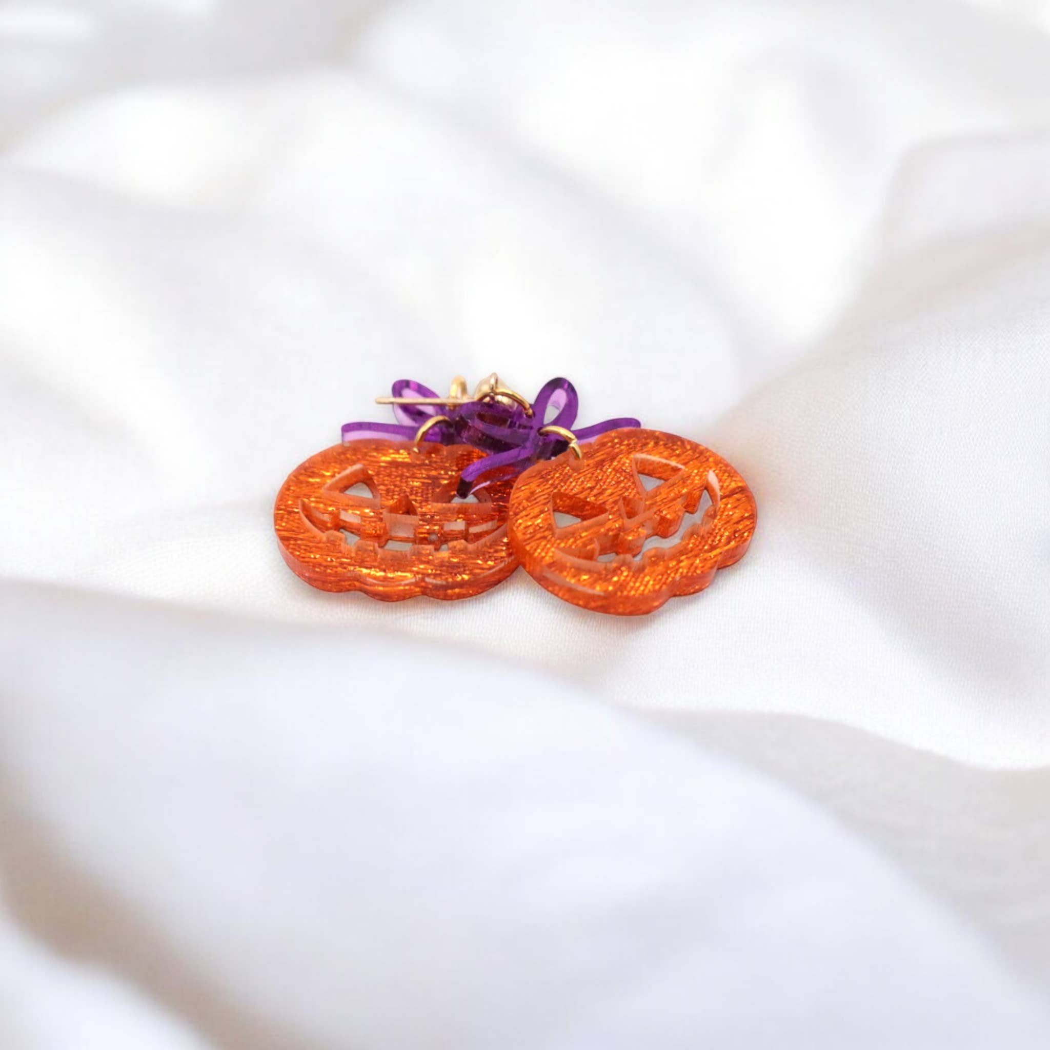 Halloween Pumpkin Acrylic Earrings - Jack-o-lantern Earrings