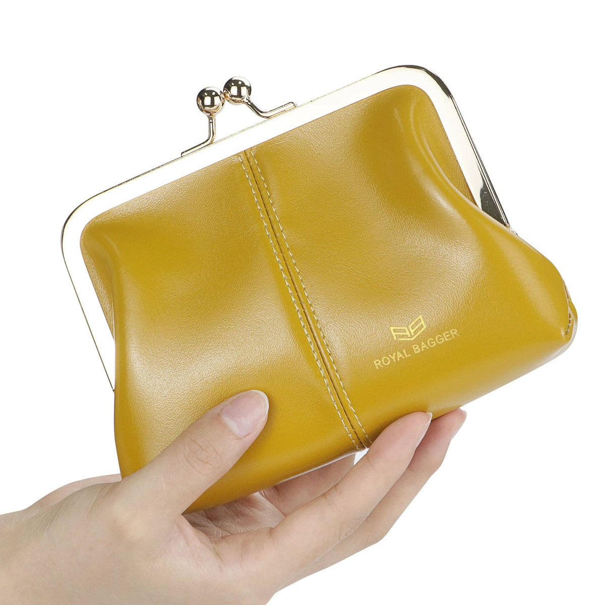4120 Leather RFID Kiss-Lock Wallet: Black