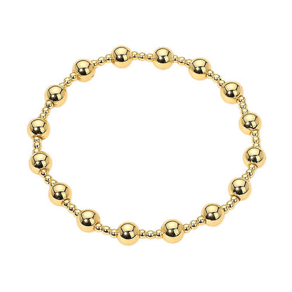 Stainless Steel Alternating Beaded Stretch Bracelet: Silver,Two Tone
