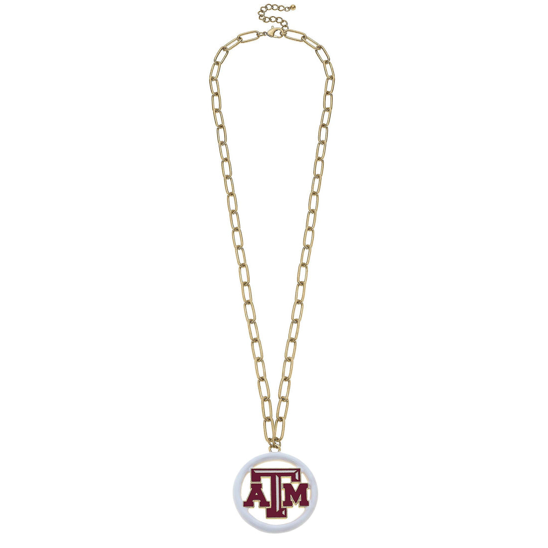 Texas A&amp;M Aggies Logo Enamel Medallion Necklace in Maroon