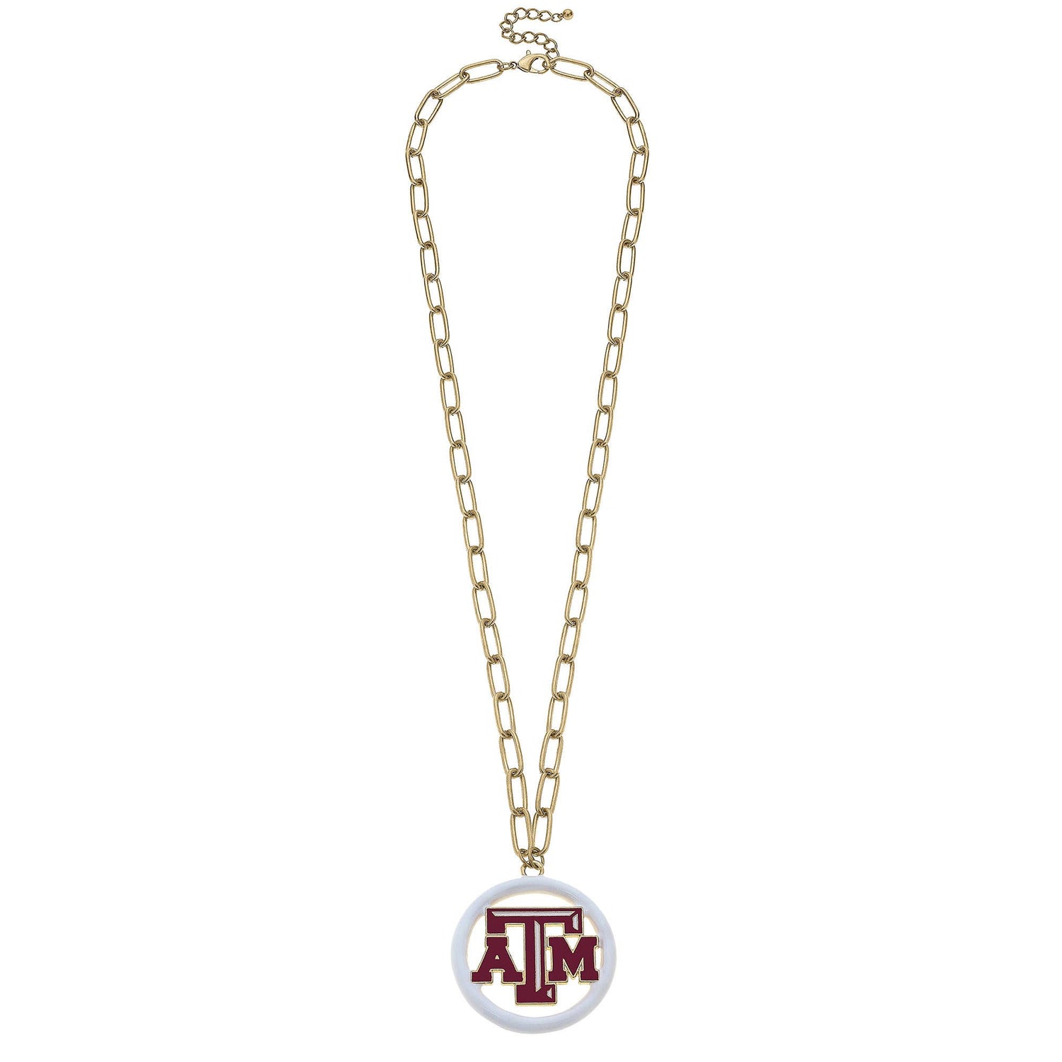 Texas A&amp;M Aggies Logo Enamel Medallion Necklace in Maroon