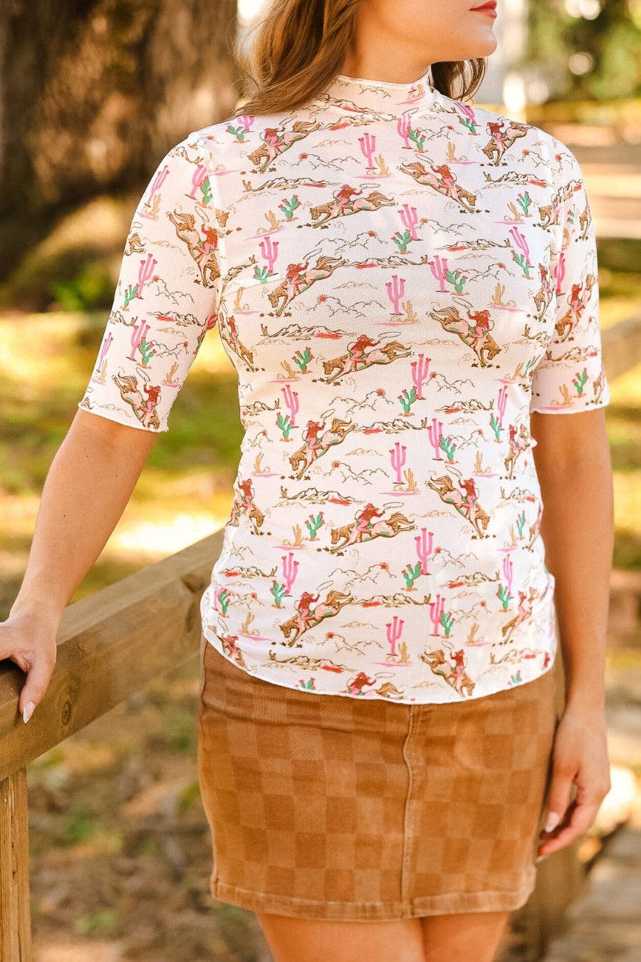 Kora Short Sleeve Mesh Top- Desert Darling by Jess Lea: Multi / Small