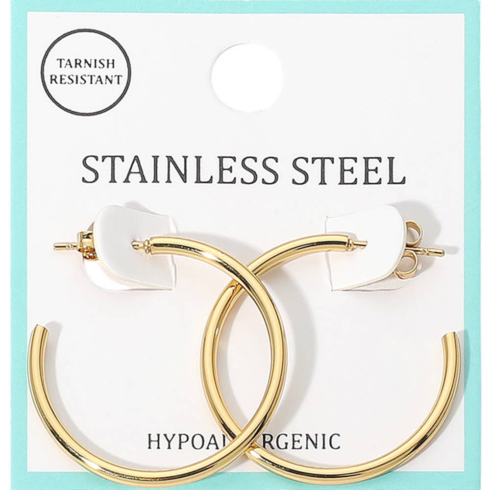 Stainless Steel Hoop Earrings
: Gold