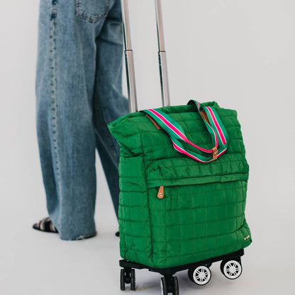 Tenley Quilted Tote Roller Bag: Emerald