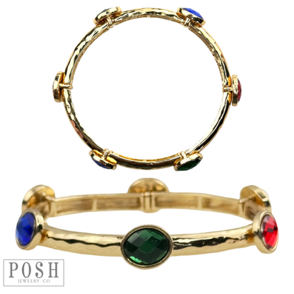 Faceted oval crystal bracelet: Blue