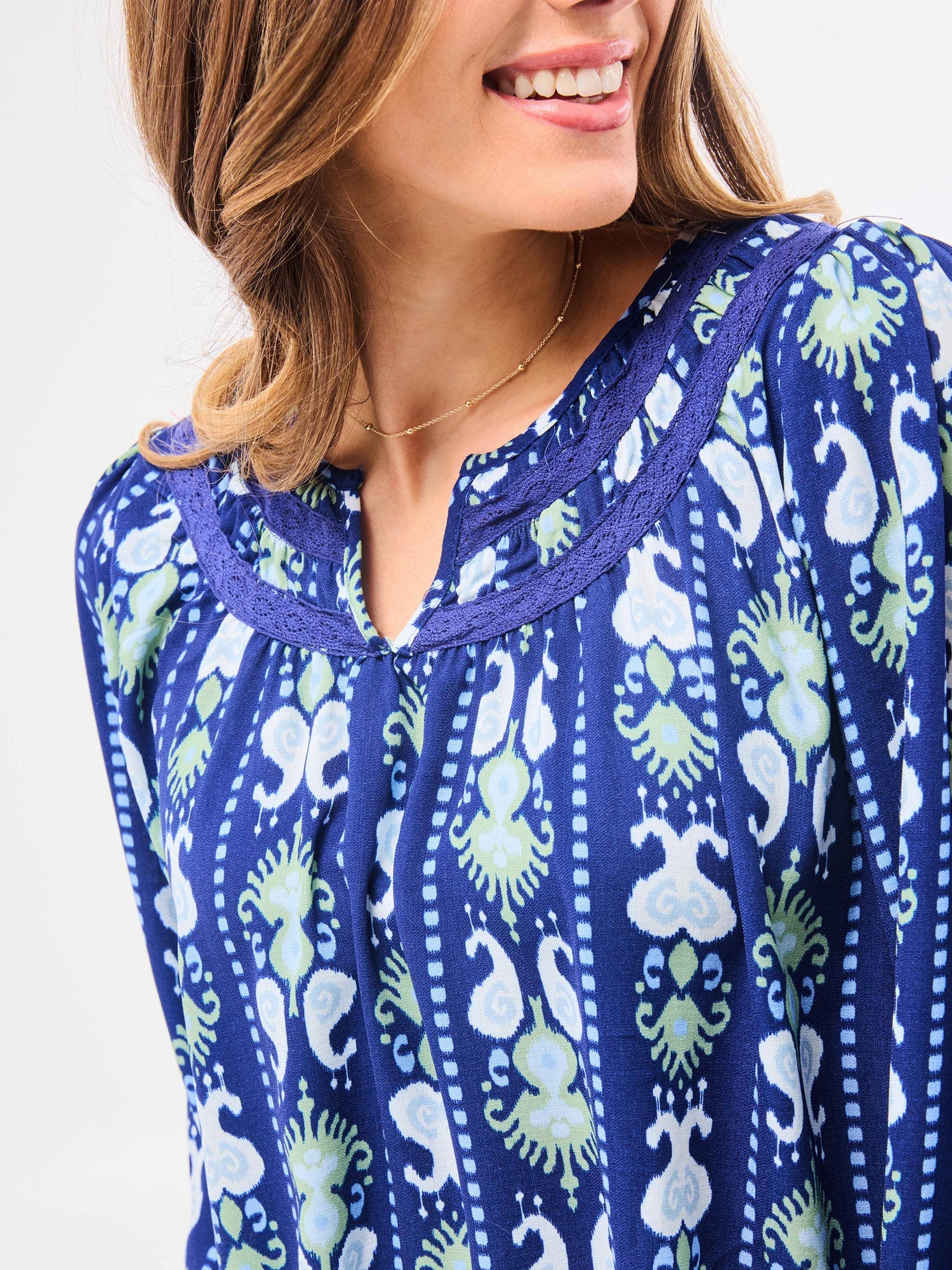 Mary Square Janelle Top | Ikat Stripe Navy