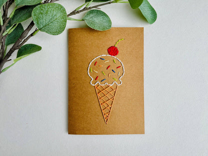 DIY Ice Cream Cone Embroidery Card Kit for Beginners