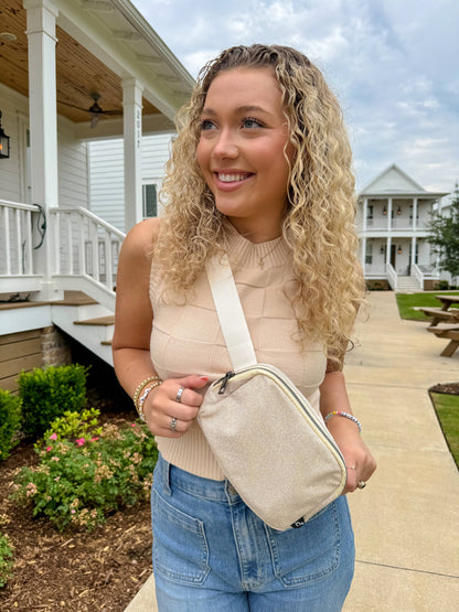 Glitter Mesh C.C Belt Bag BGS0062: Silver