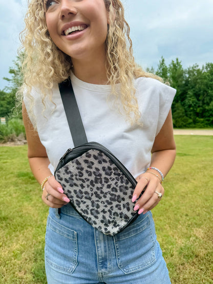 Animal Print Rhinestone Women&