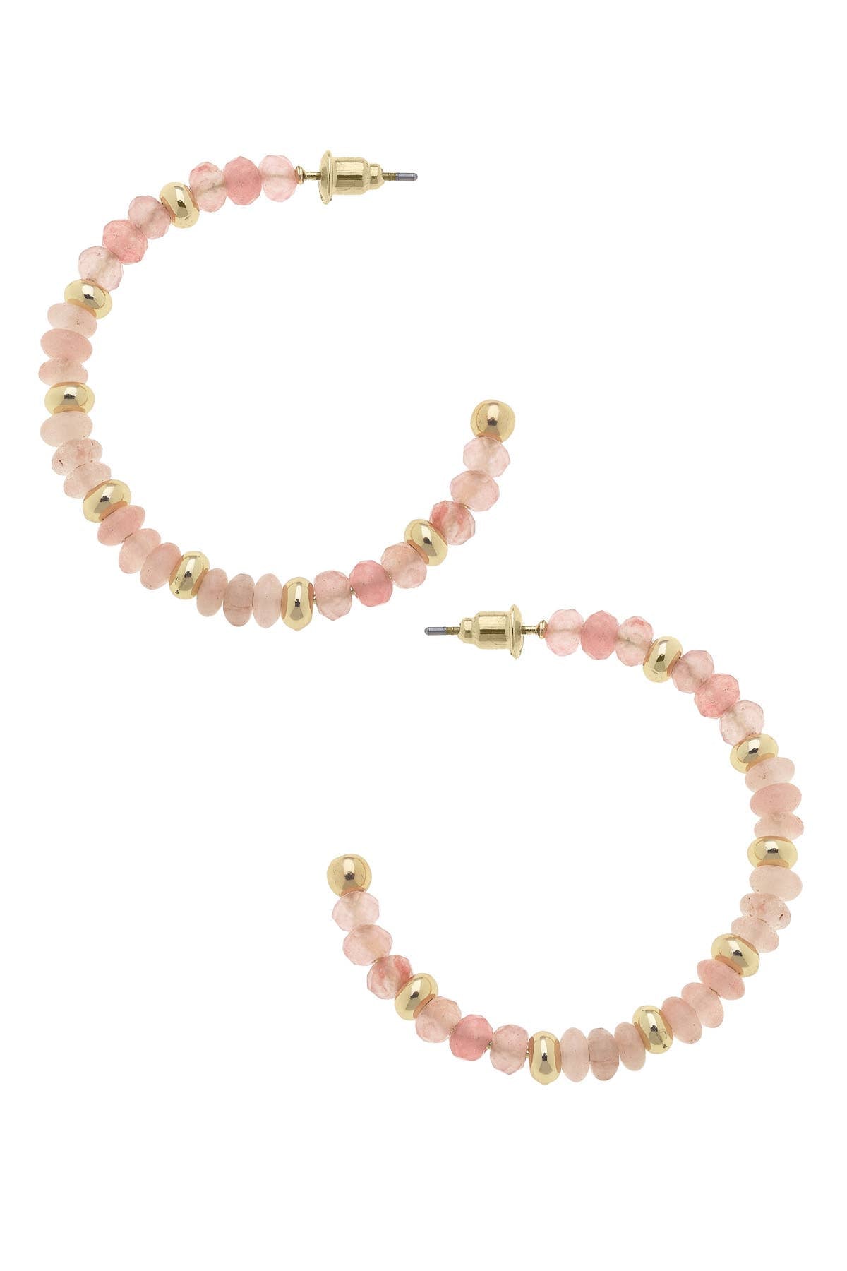 Hallie Beaded Gemstone Hoop Earrings: Navy