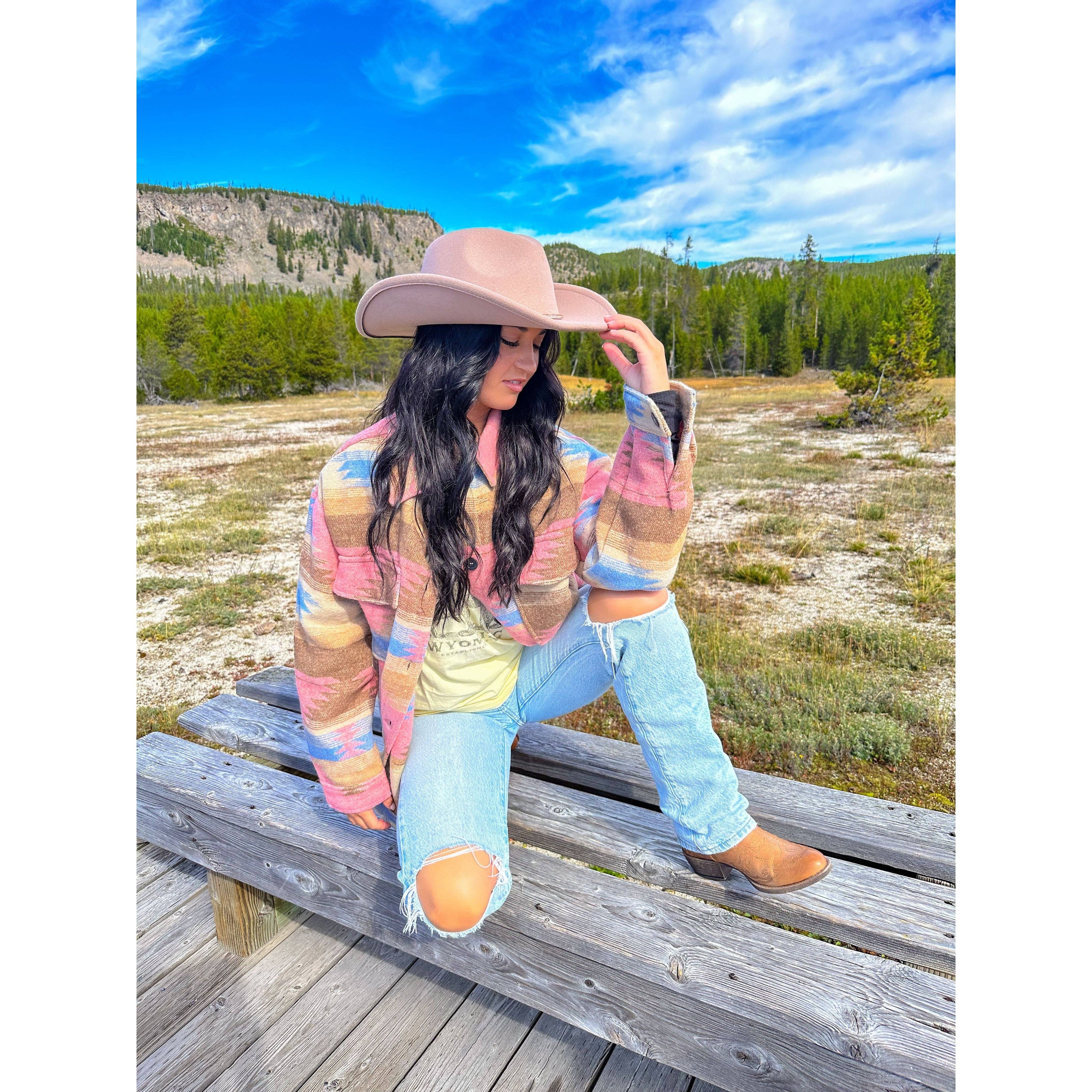 Reno Vegan Fabric Cowboy Hat  Rose