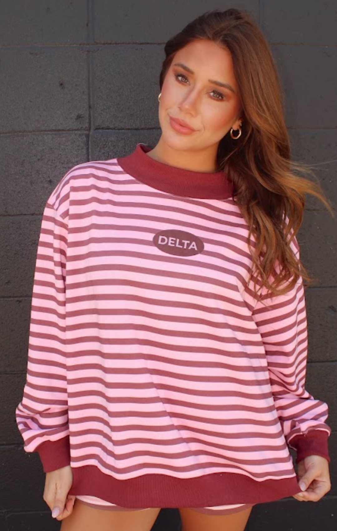 Delta Stripe Mockneck Sweatshirt: L/XL