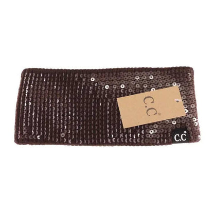 Allover Clear Sequin Head Wrap HWC0044: Black