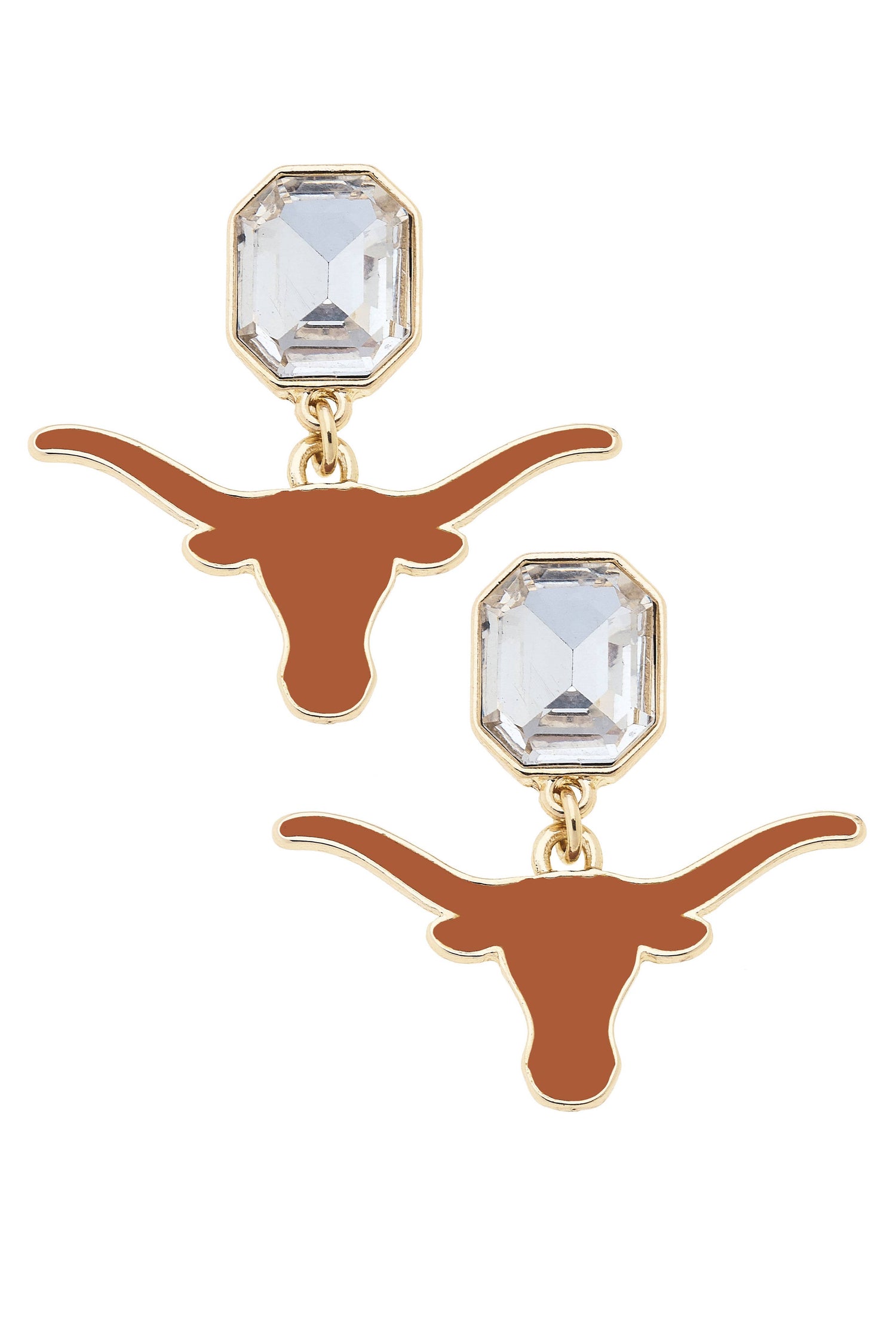 Texas Longhorns Rhinestone Enamel Logo Earrings