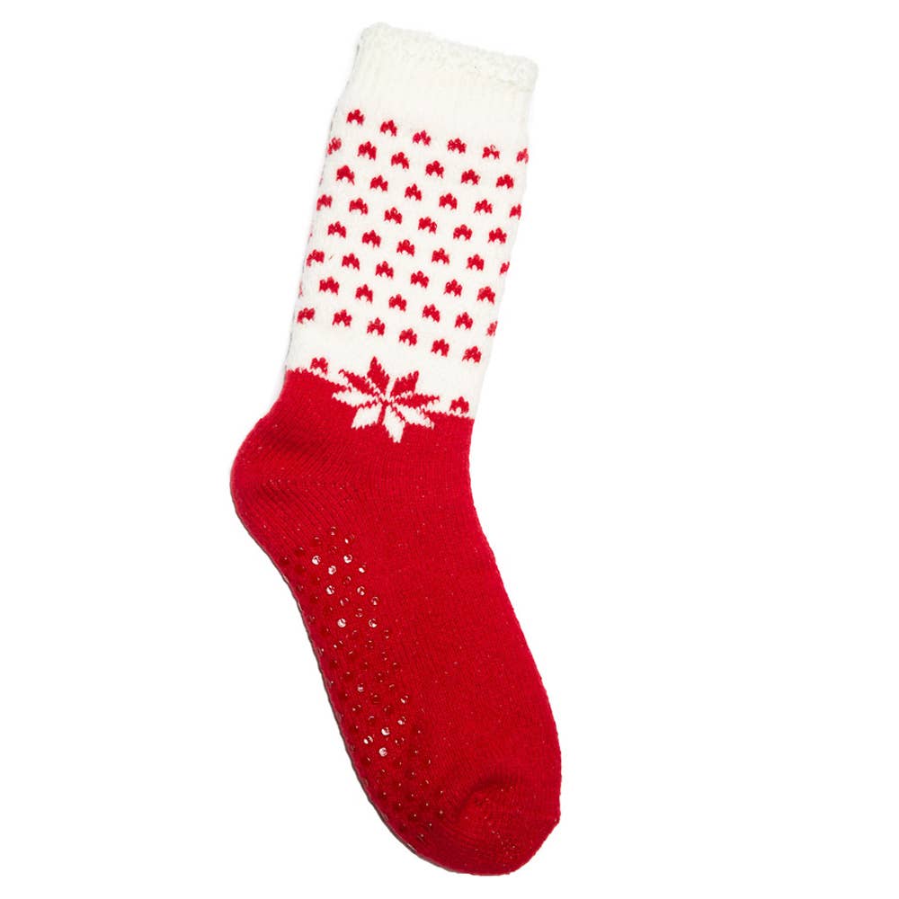 Olga Slipper Socks - Red and white