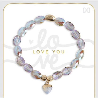 Love You Heart Charm Stretch Bracelet - Valentine&