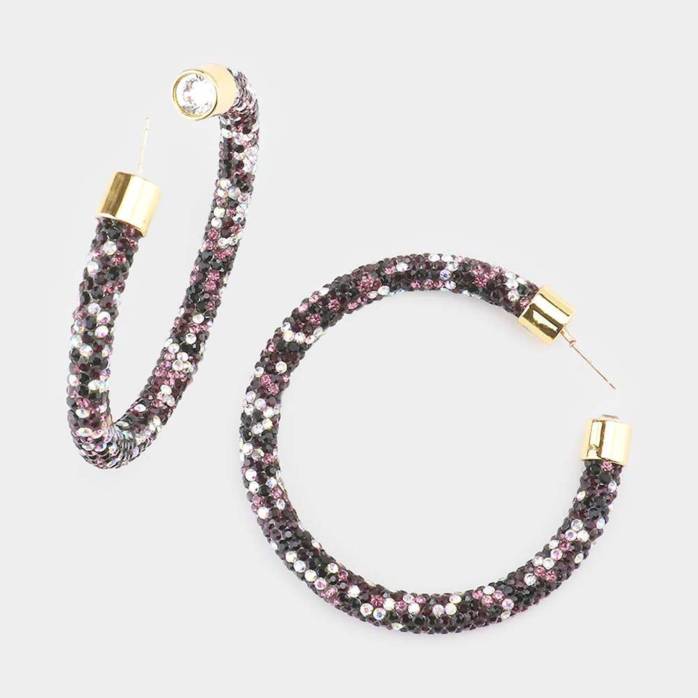 Rhinestone Pave Hoop Earrings
: CL