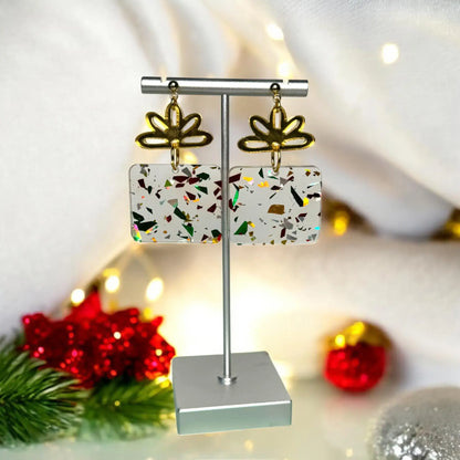 Christmas Present Acrylic Earrings: Square