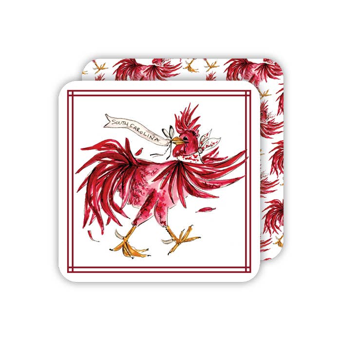 Maroon &amp; Black Gamecock Square Coaster