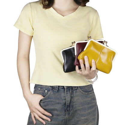 4120 Leather RFID Kiss-Lock Wallet: Black