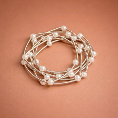 Boho Layered Spring Coil Guitar String Bracelet Set - 6026: S0OX3T6027 Silver