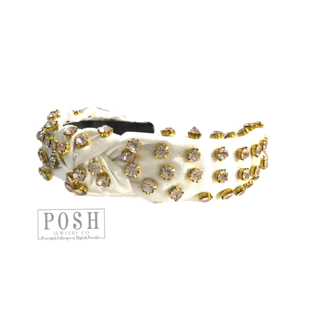 Rhinestone Top Knot Headband: Silver