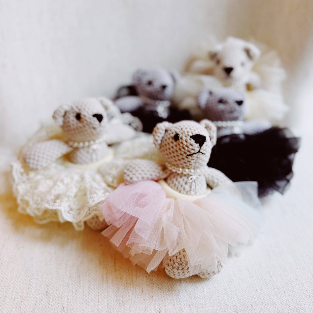 Tutu Scrunch Ballerina Bear Bag Charm: Cream Tutu