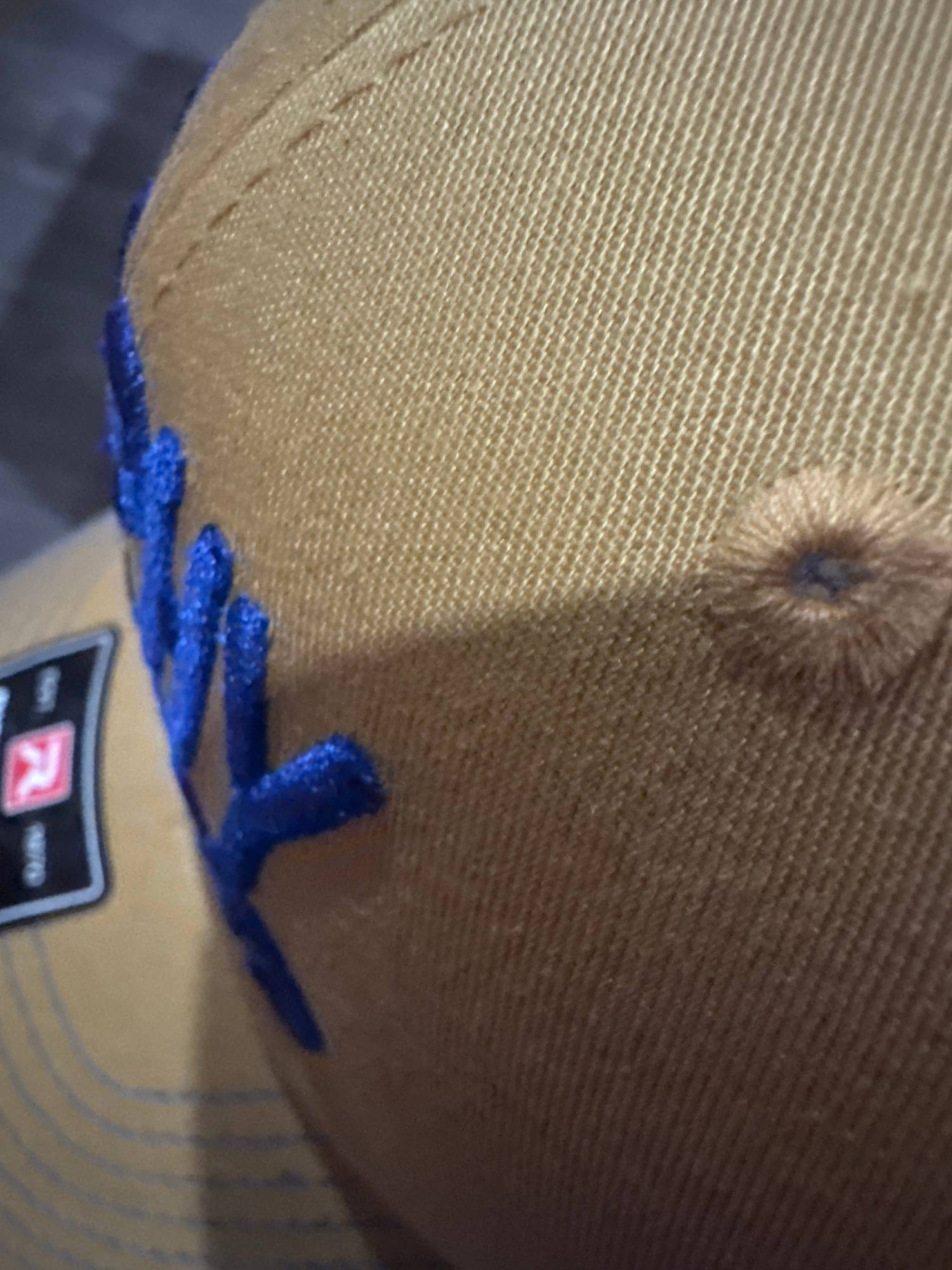 Trophy Husband Embroidered Hat for Husbands, great wedding, engagement gift: Tan and Blue (No Rope)