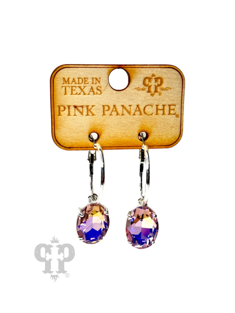 Oval rhinestone earring E103: Pink